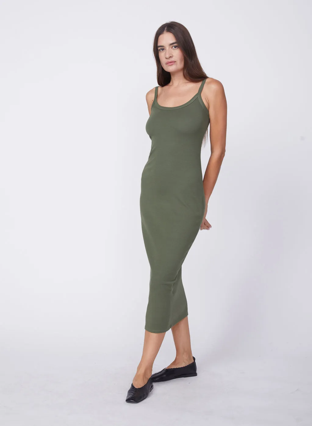 2X1 Rib Slip Dress in Seaweed