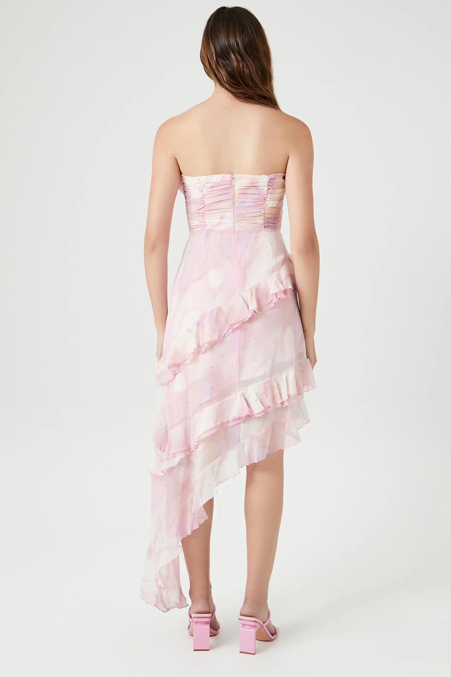 Abstract Print Ruffle-Trim Dress