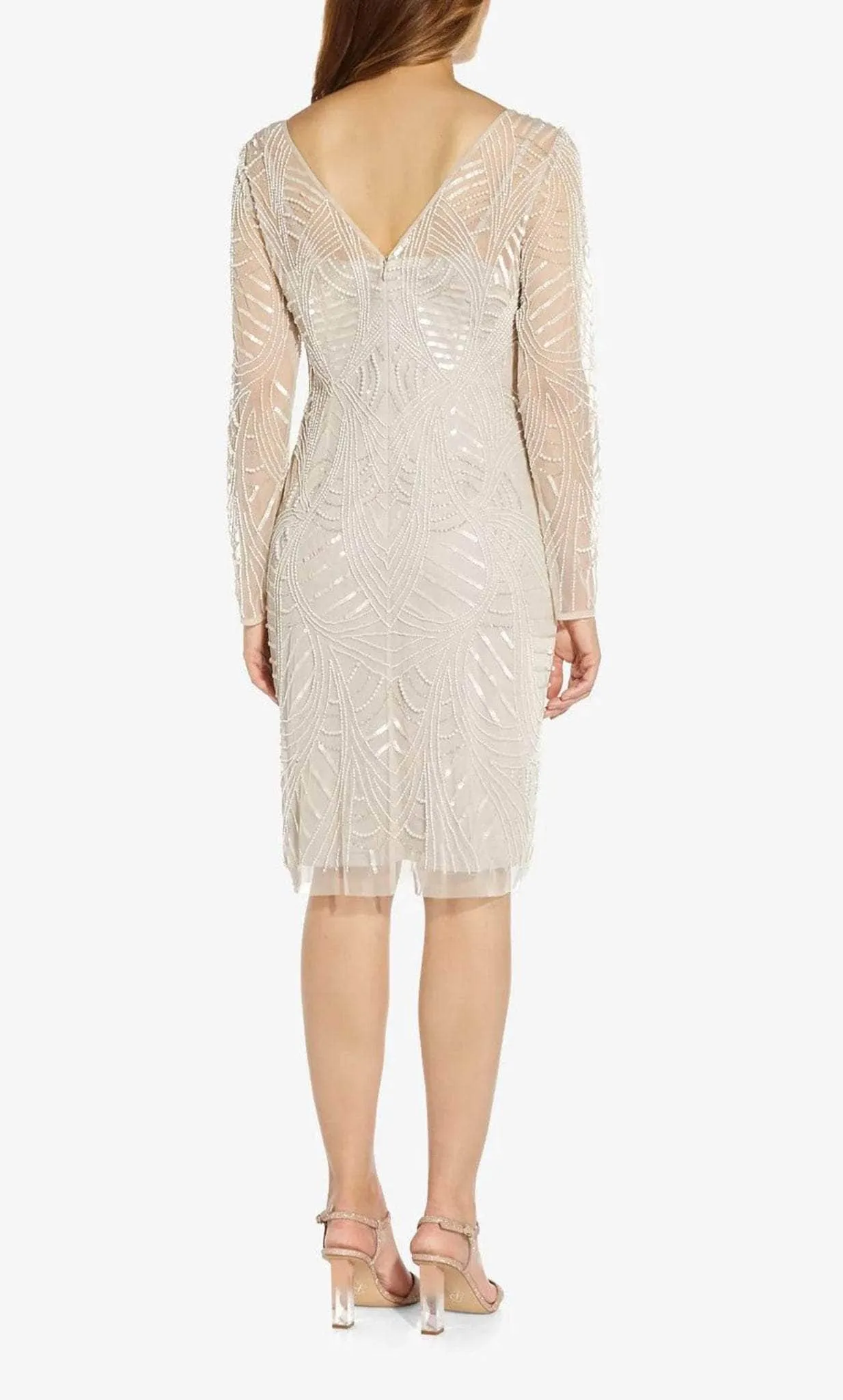 Adrianna Papell AP1E208662 - Long Sleeve Illusion Cocktail Dress