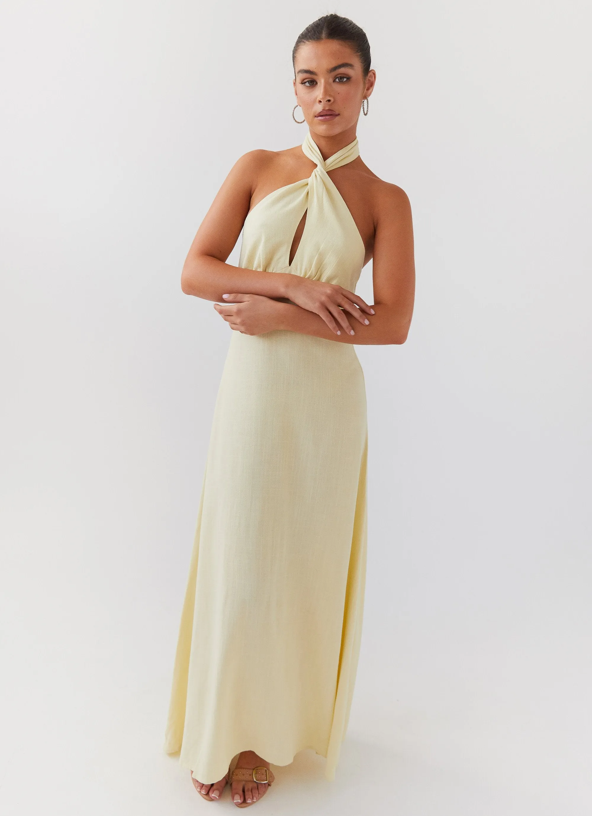 Adrienne Linen Maxi Dress - Lemon