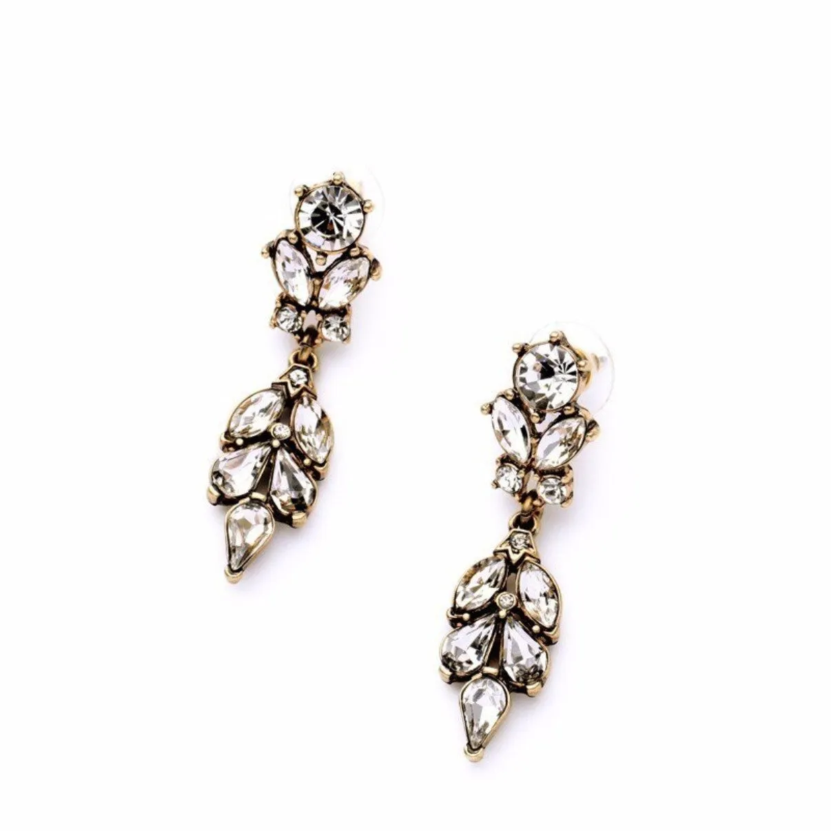 Antique Encrusted Glass Crystal Drop Earrings