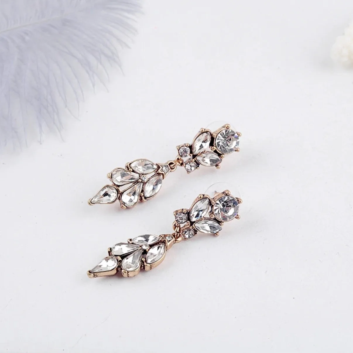 Antique Encrusted Glass Crystal Drop Earrings