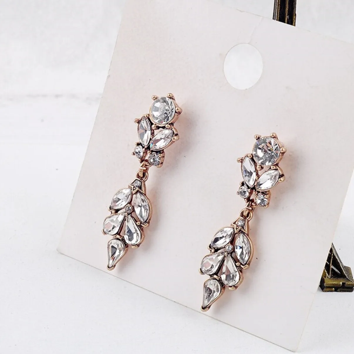 Antique Encrusted Glass Crystal Drop Earrings