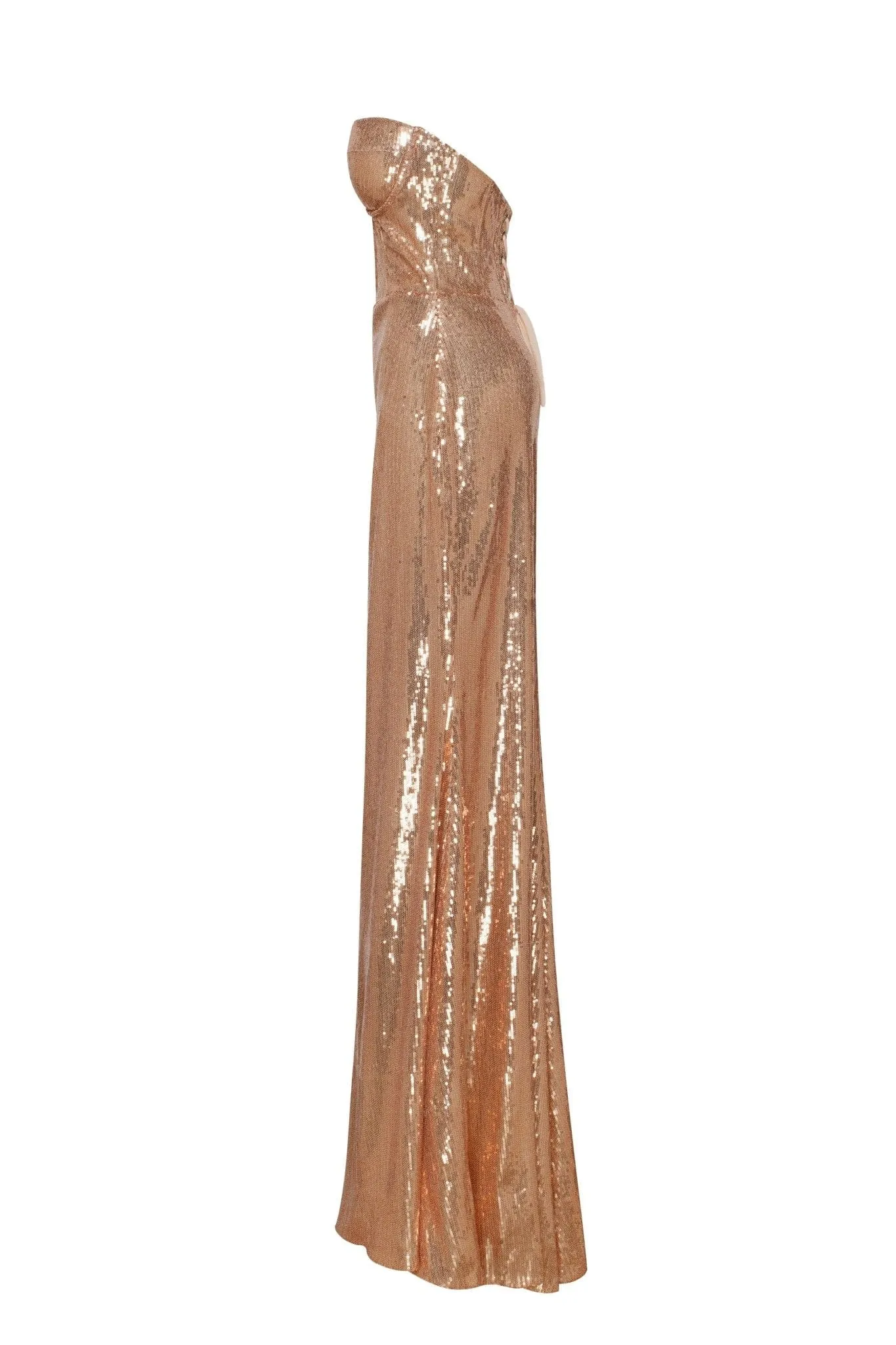 Astonishing  sequined lace maxi dress in gold