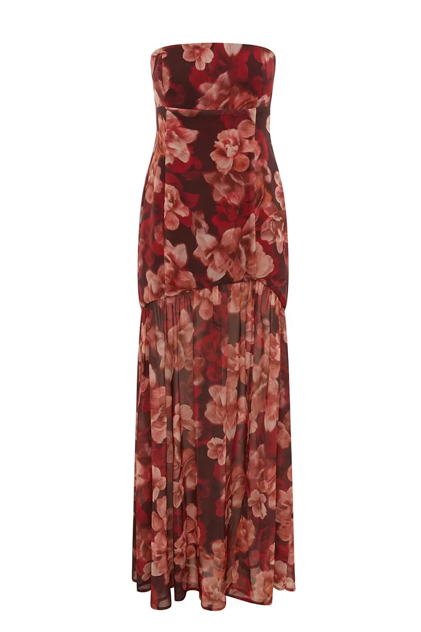 Avril Maxi Dress - Wine Floral