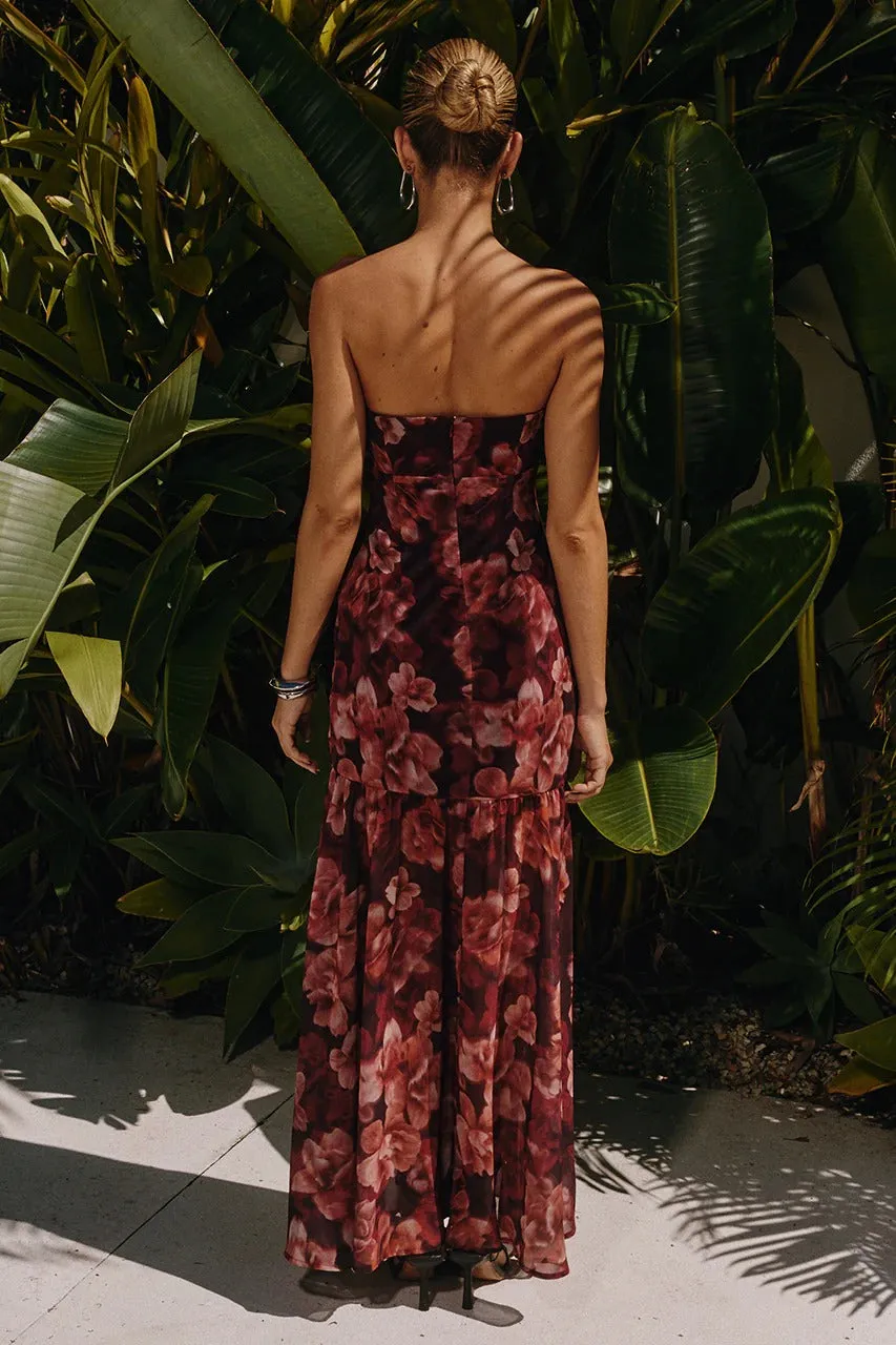 Avril Maxi Dress - Wine Floral