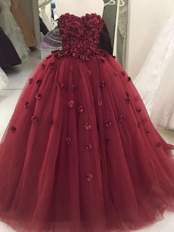 Ball Gown Burgundy Prom Dress Cheap Long Princess Prom Dress #ER036