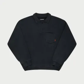 Basic L/S Polo Fleece (Black)