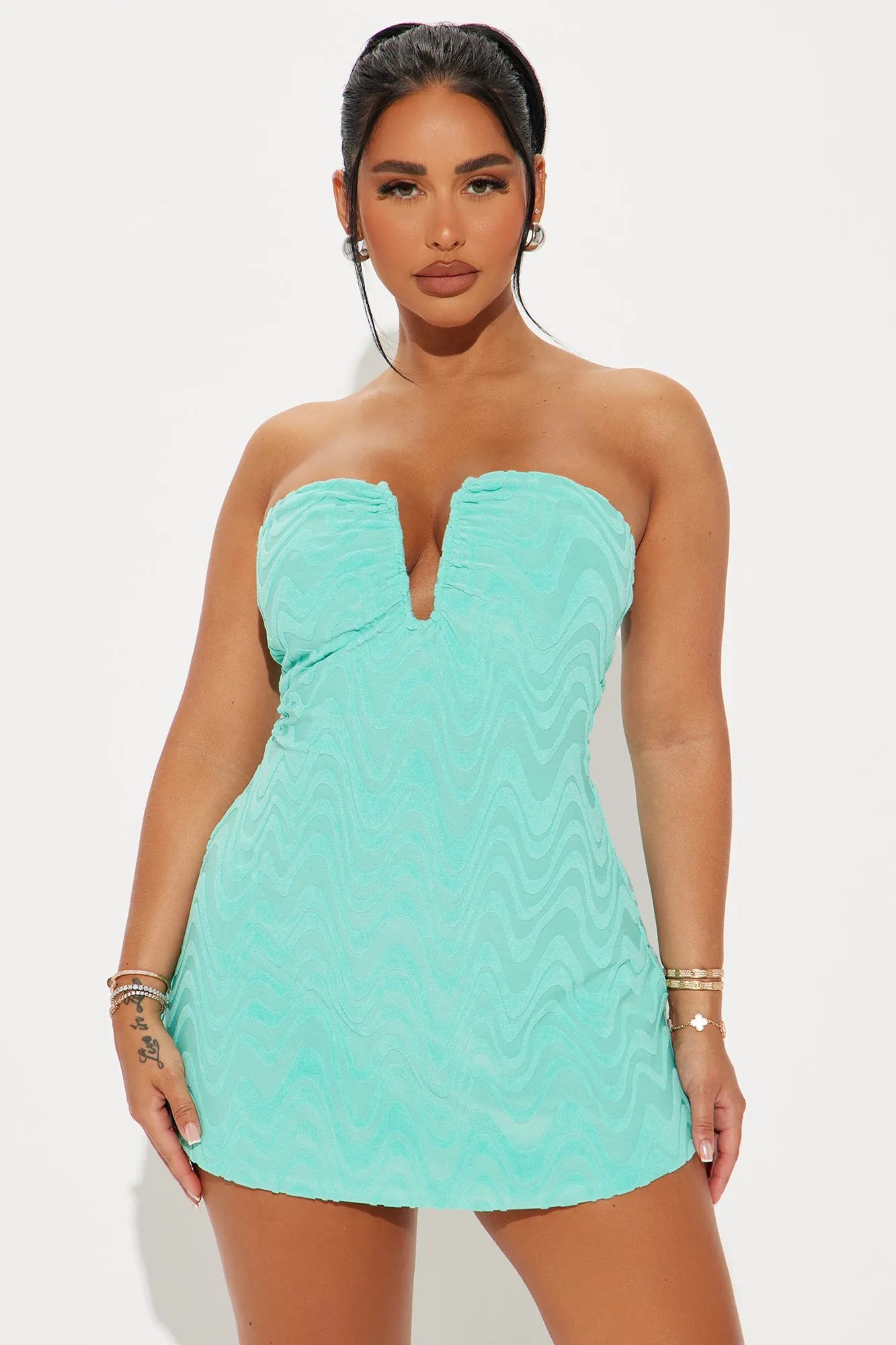 Beach Front Terry Micro Mini Dress - Mint