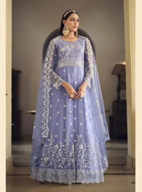 Rent a Beautiful Lavender Butterfly Net Embroidered Anarkali for an Optimized E-commerce Product