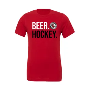 Beer. Hockey. Red T-shirt