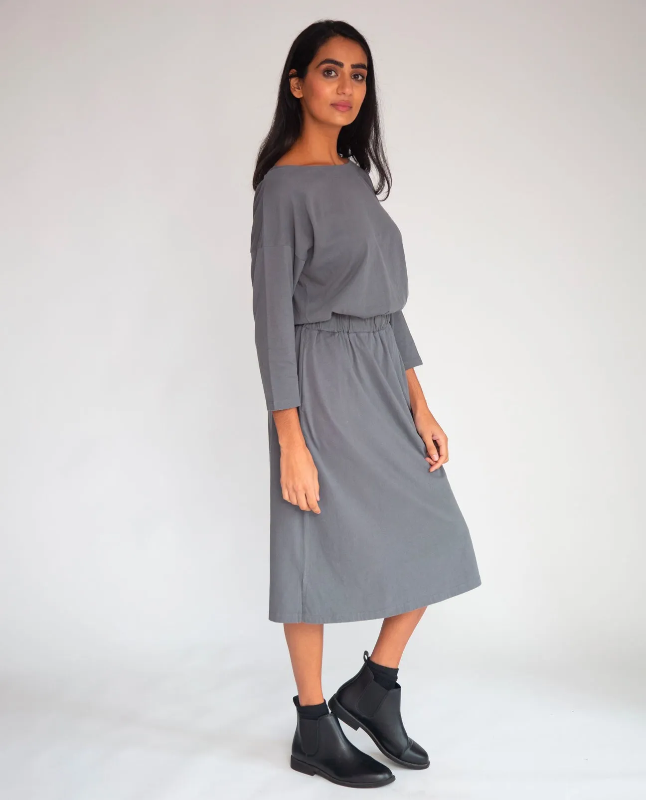 Bellamy Organic Cotton Dress In Charcoal