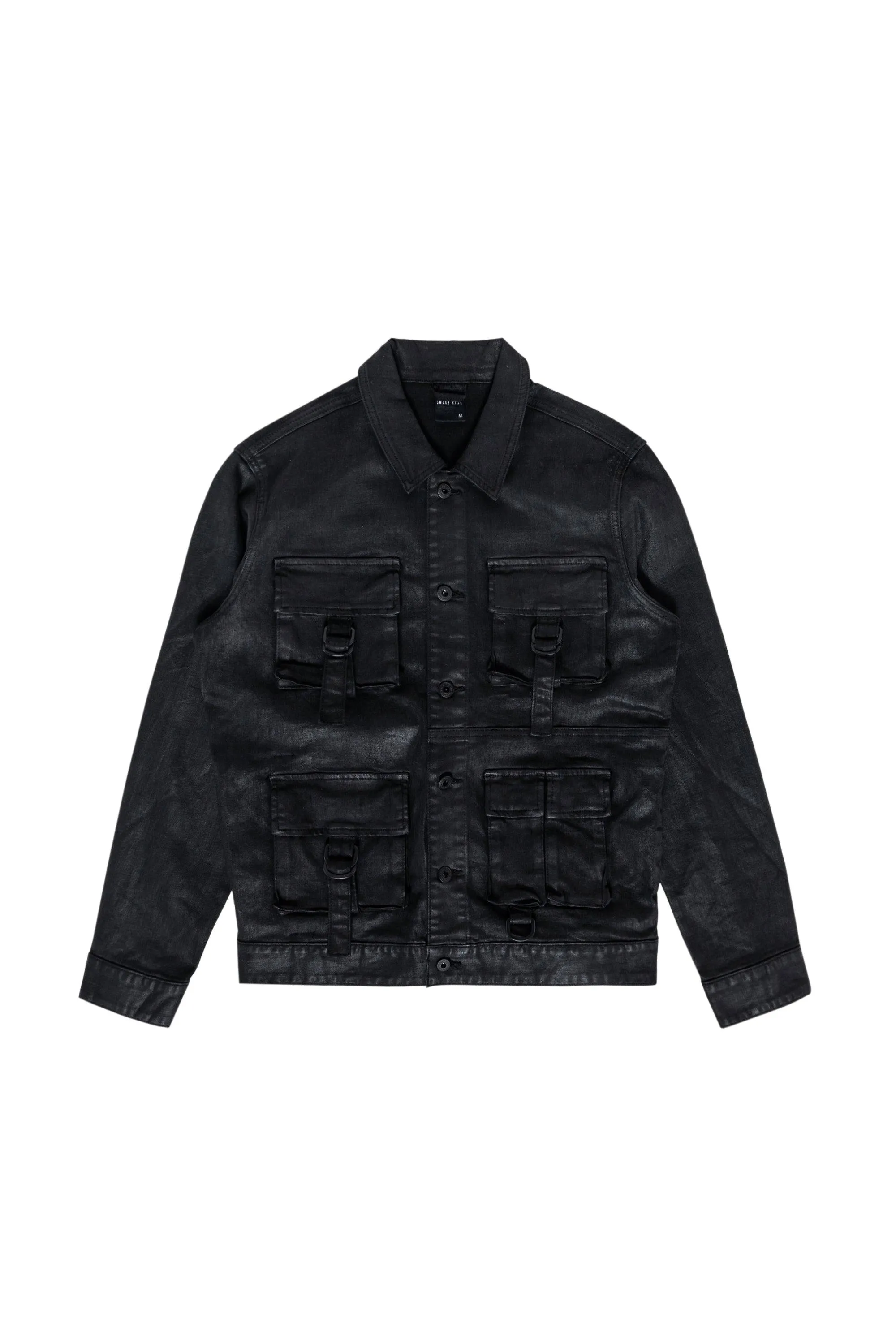 Big and Tall Overspray Utility Jean Jacket - Polished Black