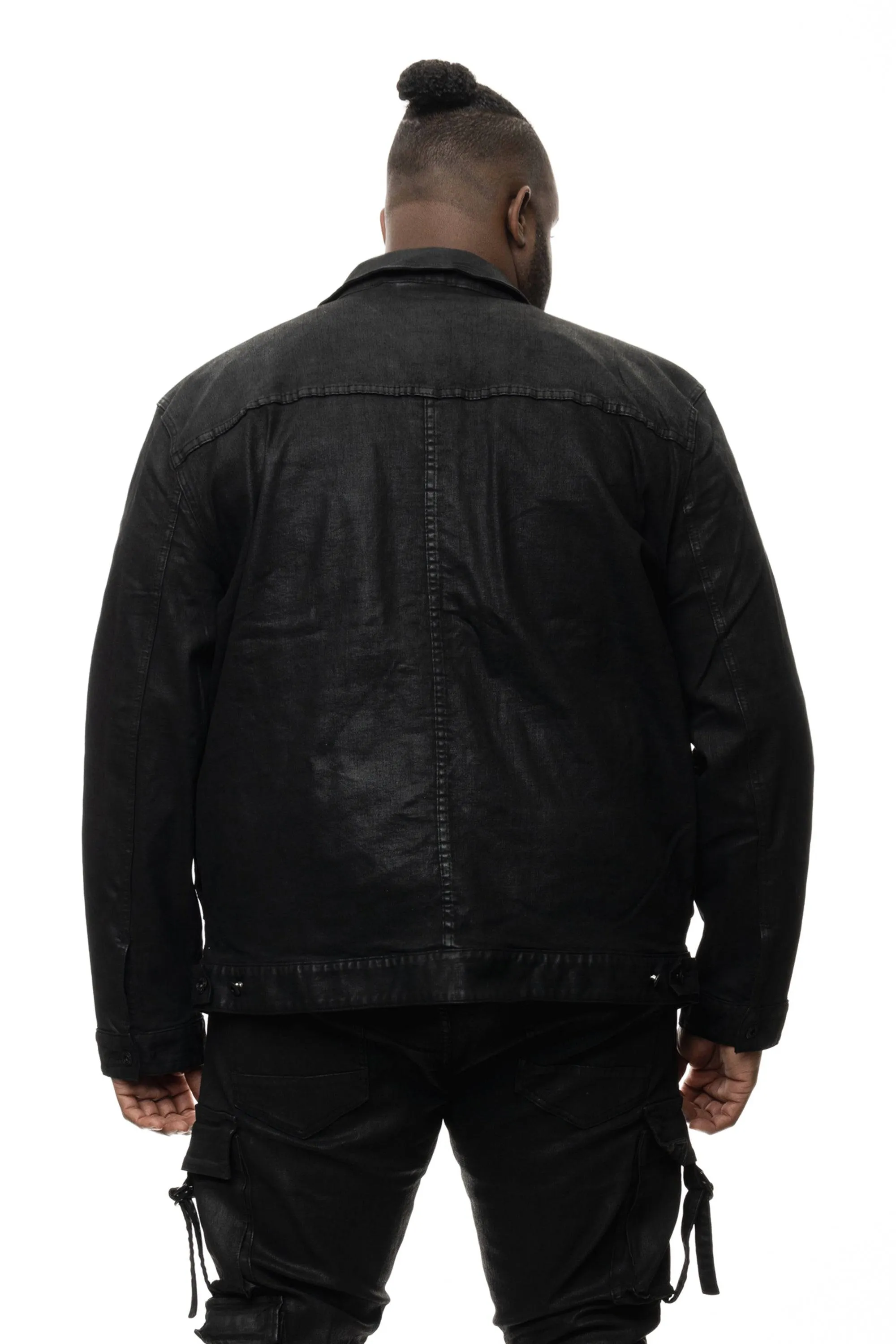 Big and Tall Overspray Utility Jean Jacket - Polished Black