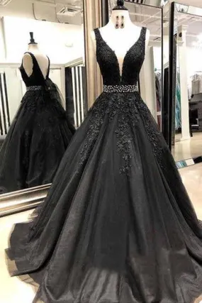 Black Prom Dress, Evening Dress ,Winter Formal Dress, Pageant Dance Dresses, Graduation School Party Gown, PC0226