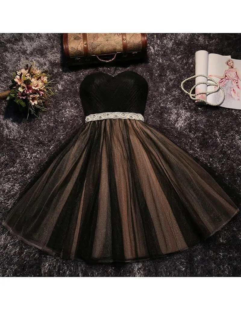 Black Tulle Homecoming Dress Party Cheap Homecoming Dress ER097