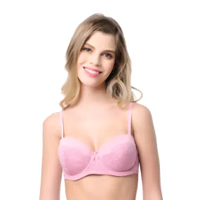 Brasier coordinable strapless con detalles de encaje rosa 24516 Carnival