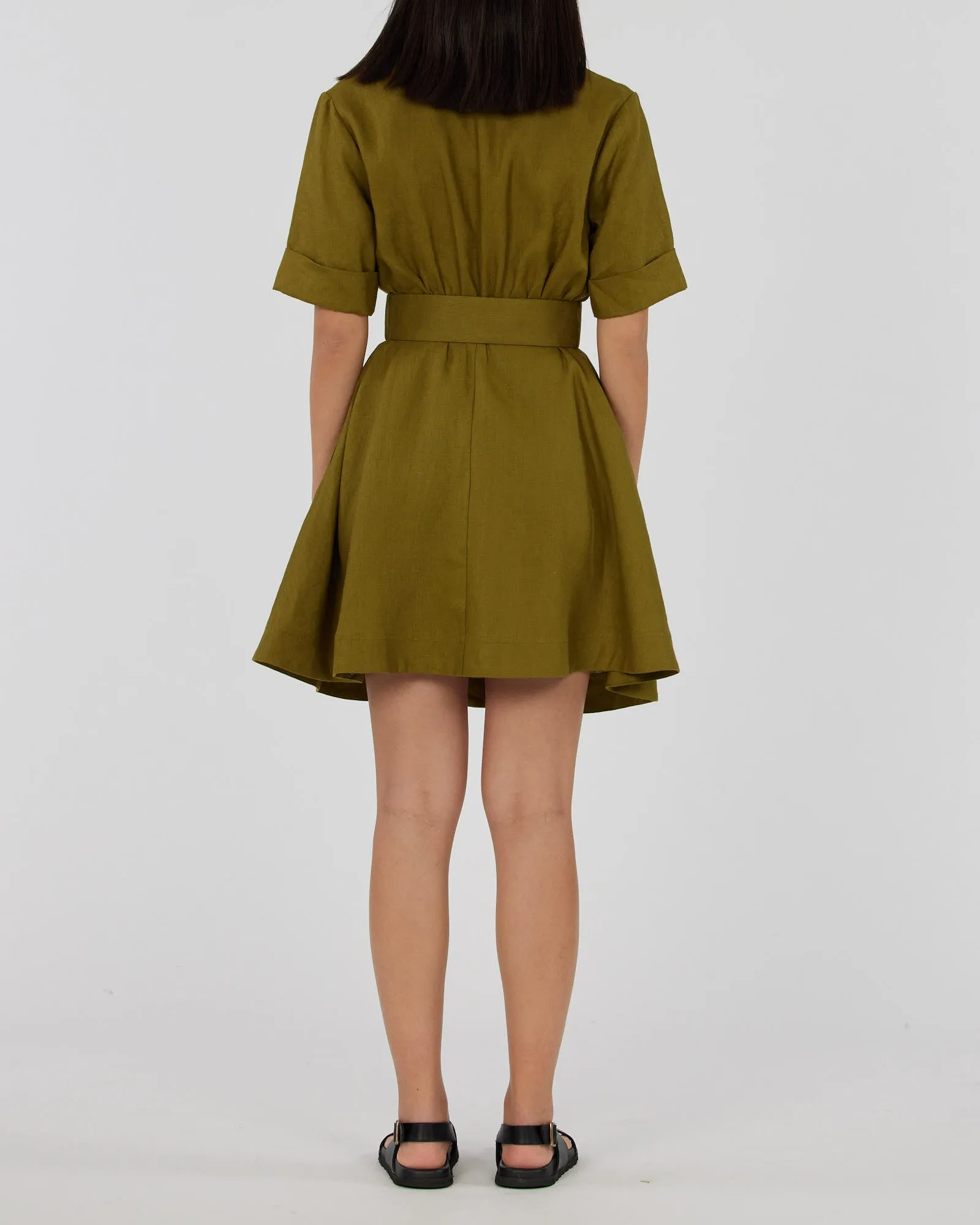 Cadence Linen Mini Dress - Olive