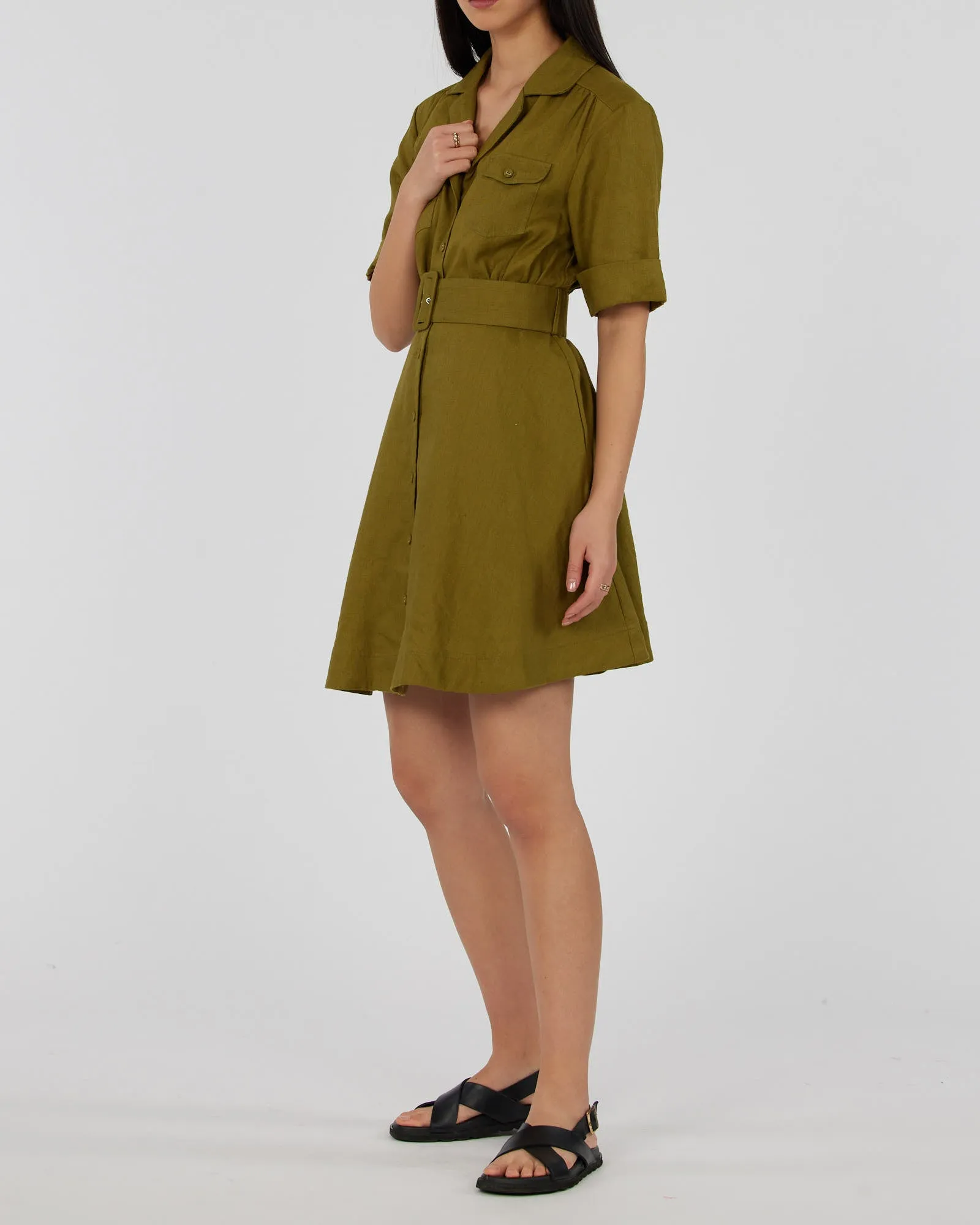 Cadence Linen Mini Dress - Olive