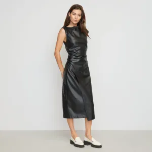 Channing Vegan Leather Wrap-Neck Dress