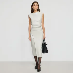 Channing Vegan Leather Wrap-Neck Dress