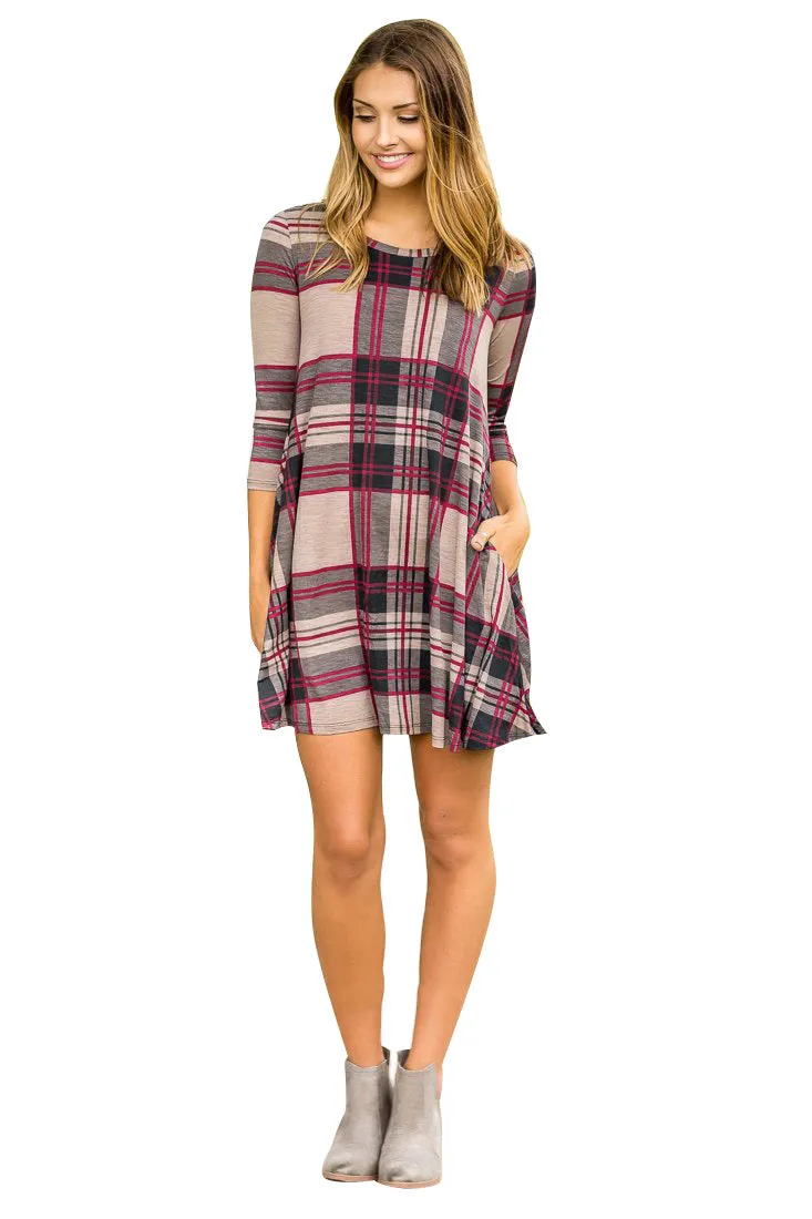 Checked Half  Sleeve Dress