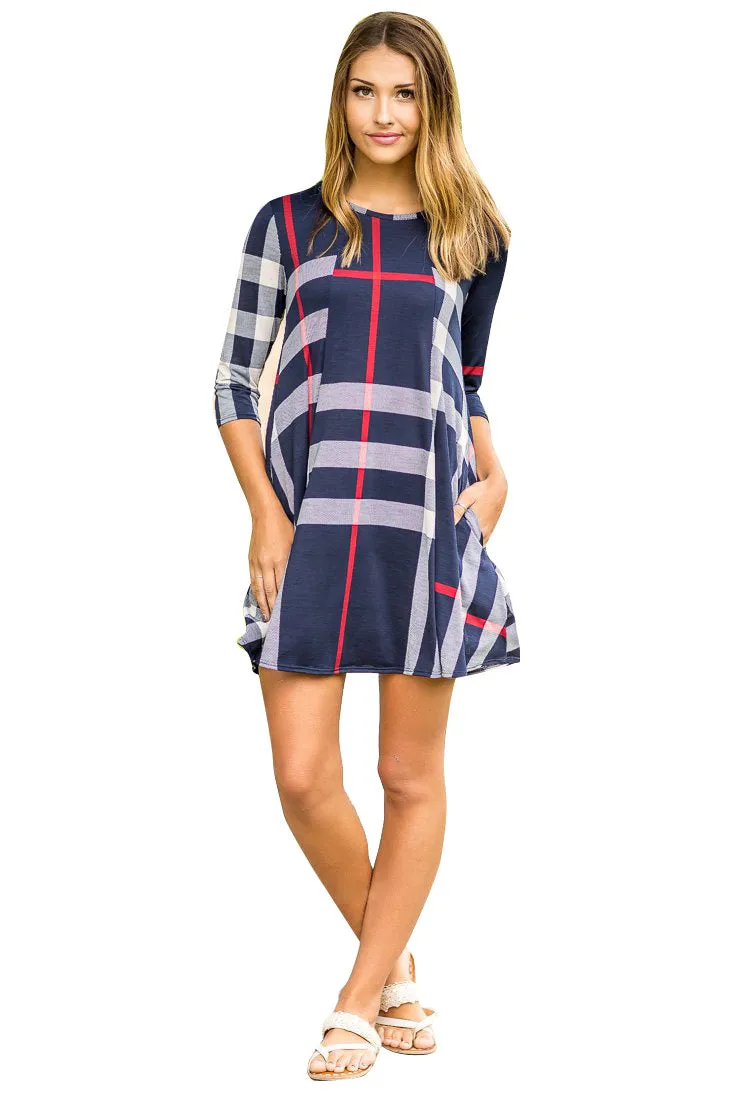 Checked Half  Sleeve Dress