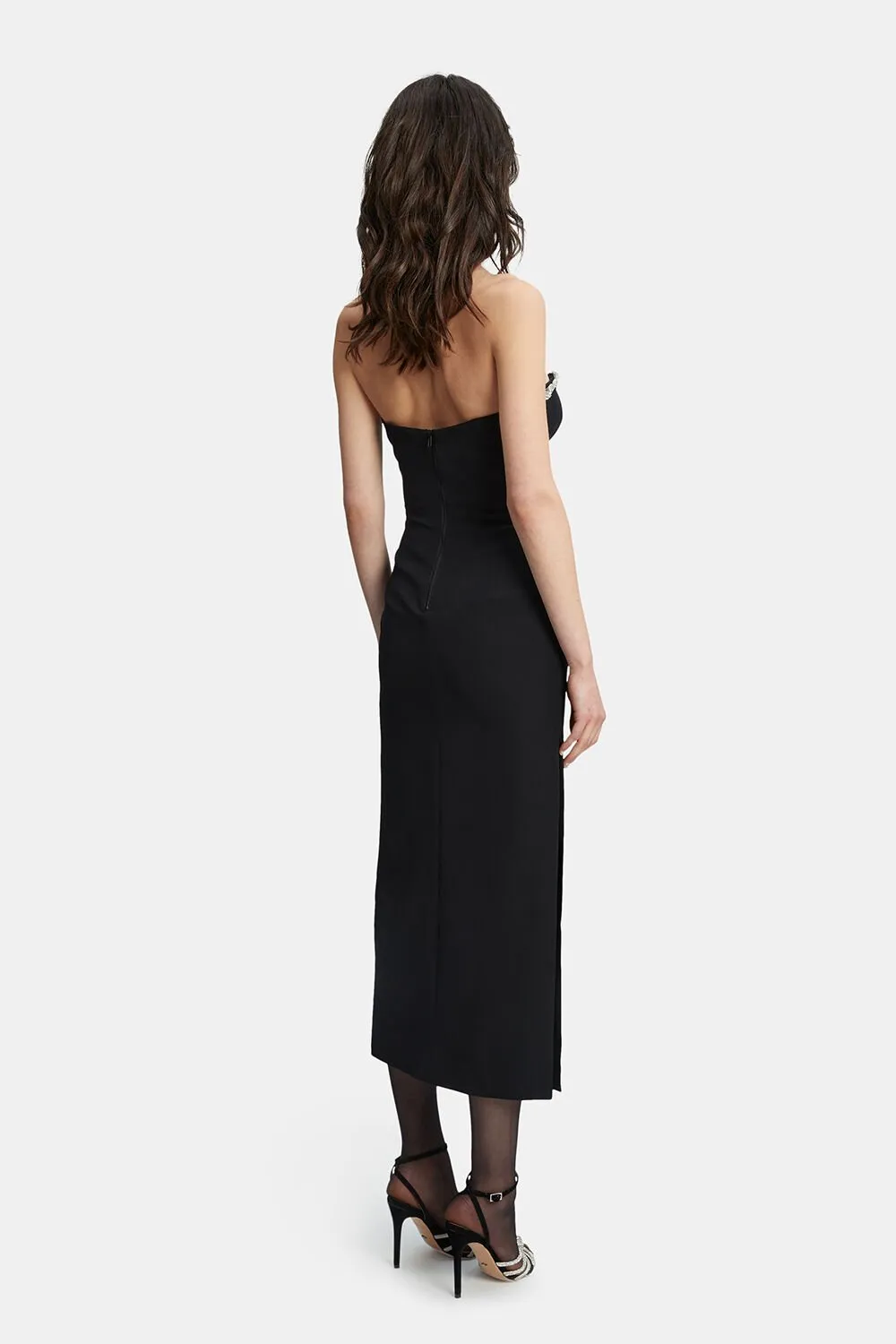 Eleni Diamante Midi Dress - Black