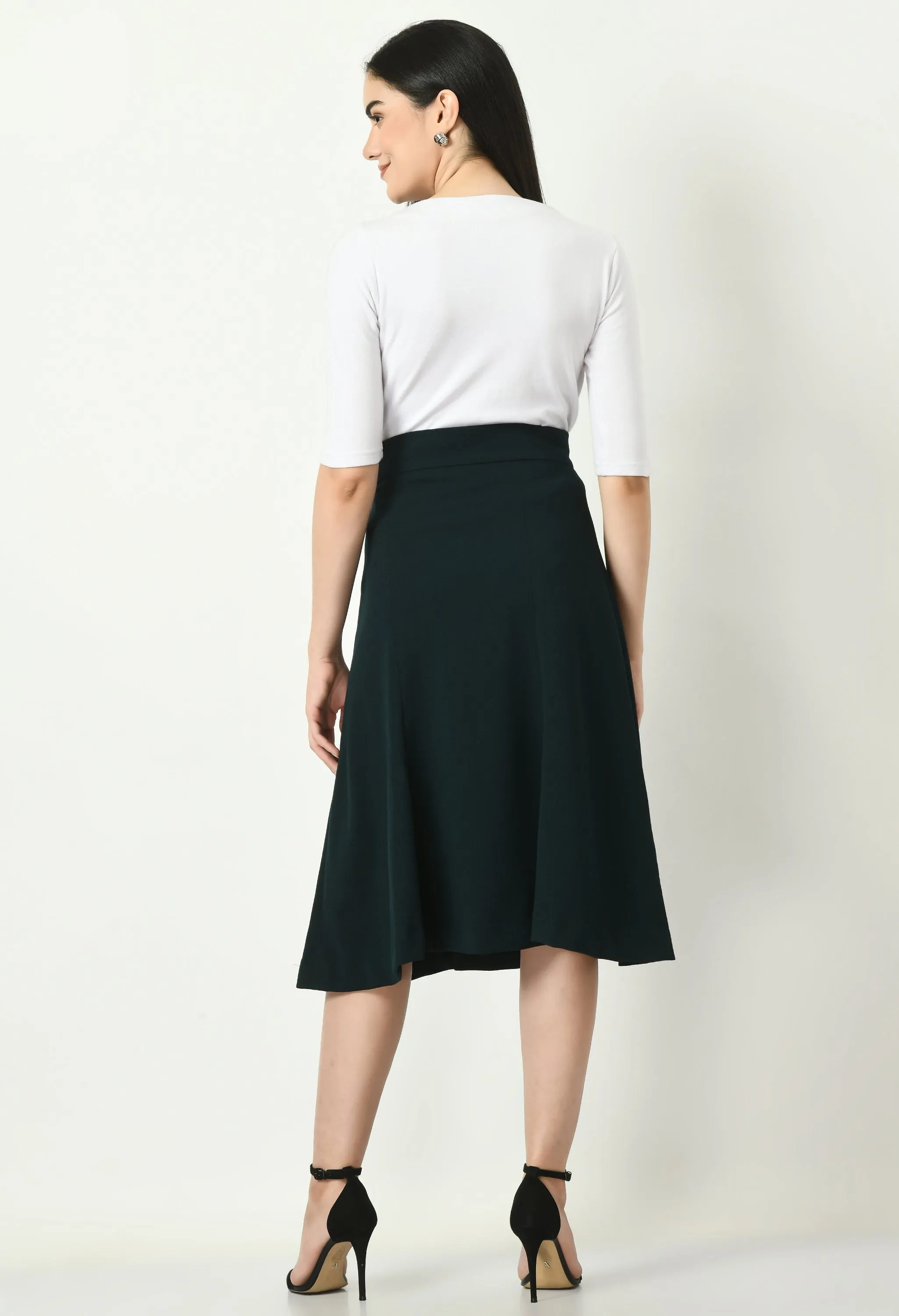 Exude Victory A-line Midi Skirt (Emerald Green)