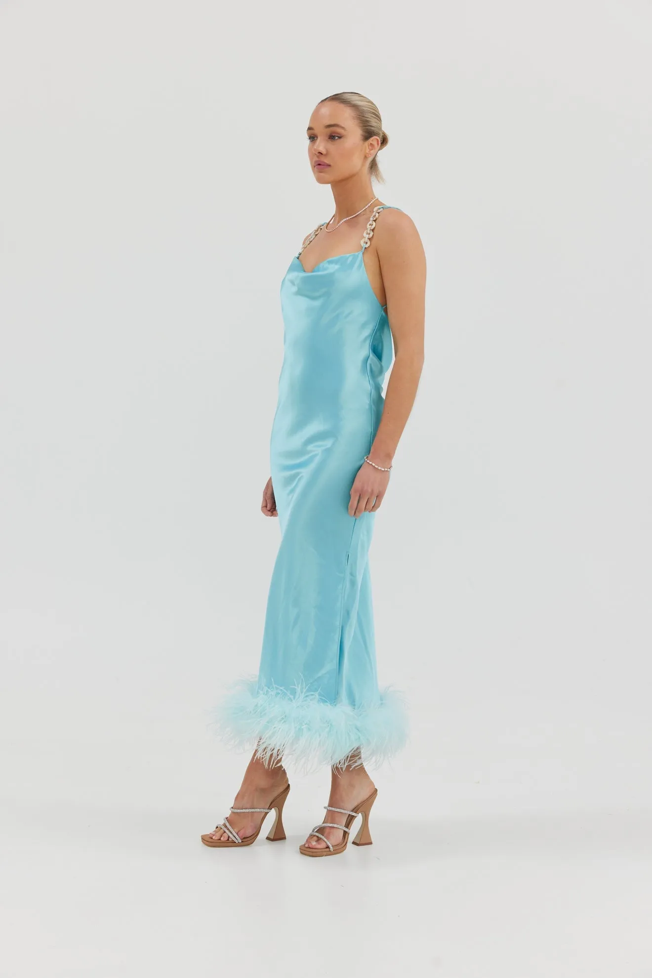 Farah Slip Dress - Cyan