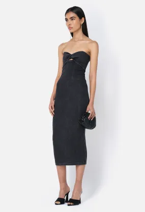 Gemini Rib Twist Dress / Mineral Wash Black