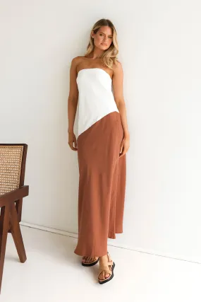 Joanna Maxi Dress | White & Hazelnut