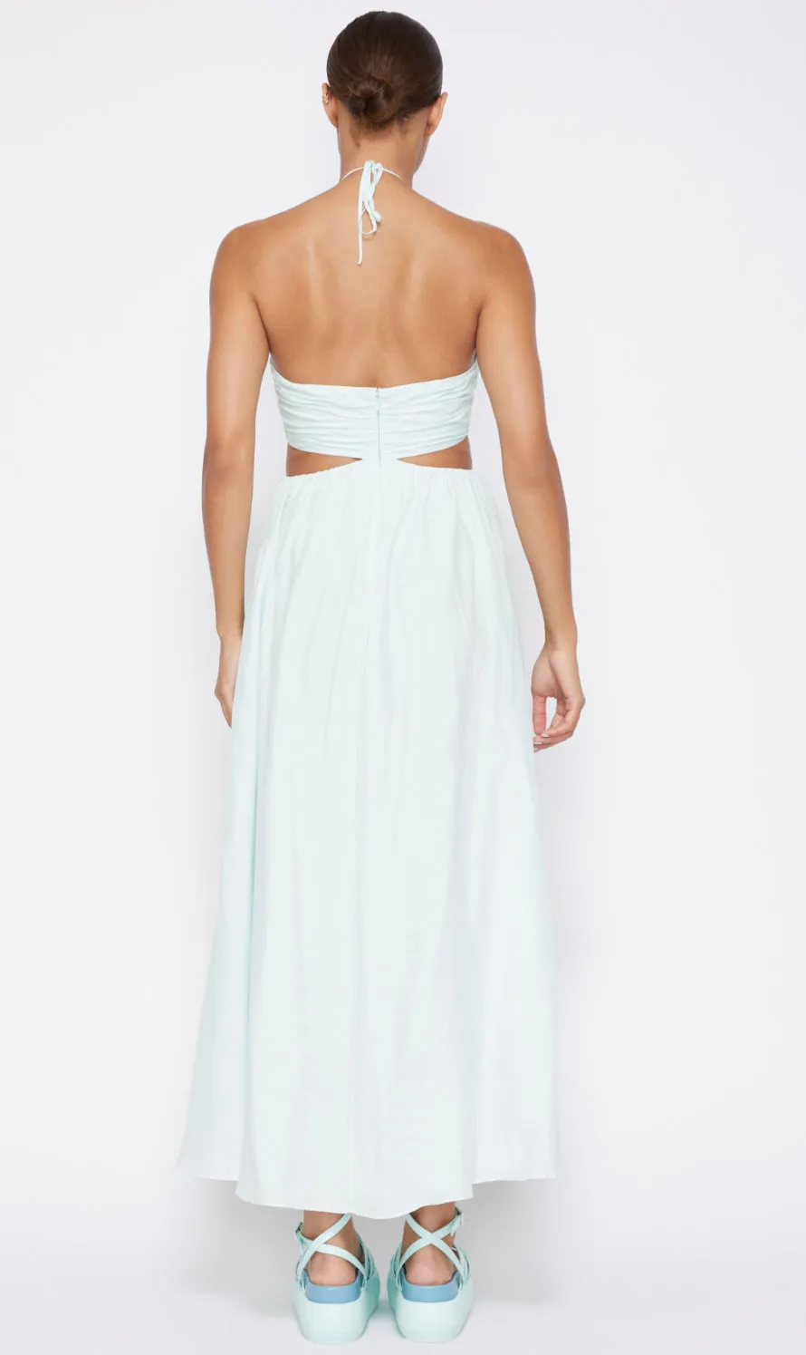 Jonathan Simkhai - Anita Pearl Trim halter midi Dress - Seafoam