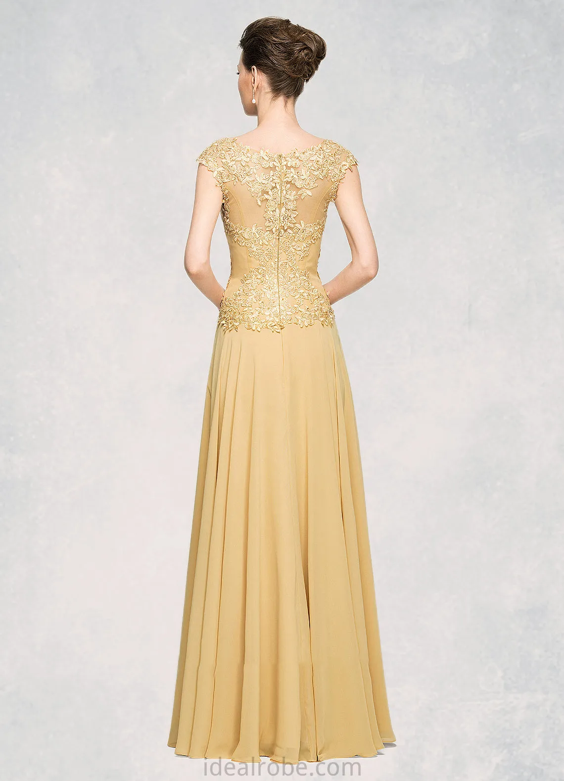 Katharine A-Line Scoop Neck Floor-Length Chiffon Lace Mother of the Bride Dress With Beading Sequins STK126P0014717