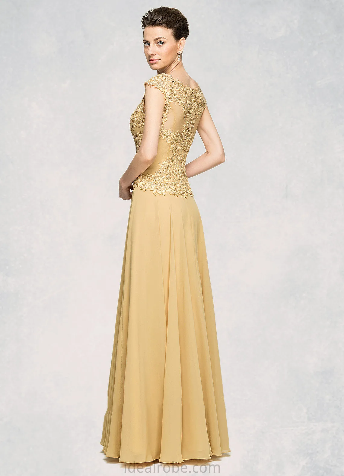 Katharine A-Line Scoop Neck Floor-Length Chiffon Lace Mother of the Bride Dress With Beading Sequins STK126P0014717