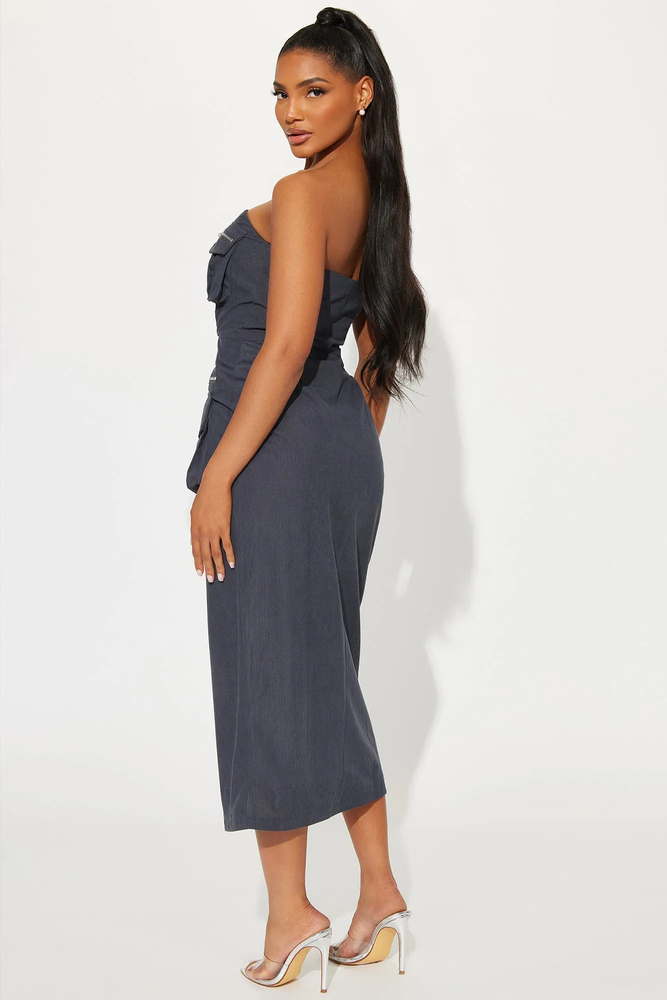 Keep It Real Cargo Maxi Dress - Charcoal