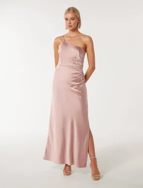 Kelly One Shoulder Satin Maxi Dress