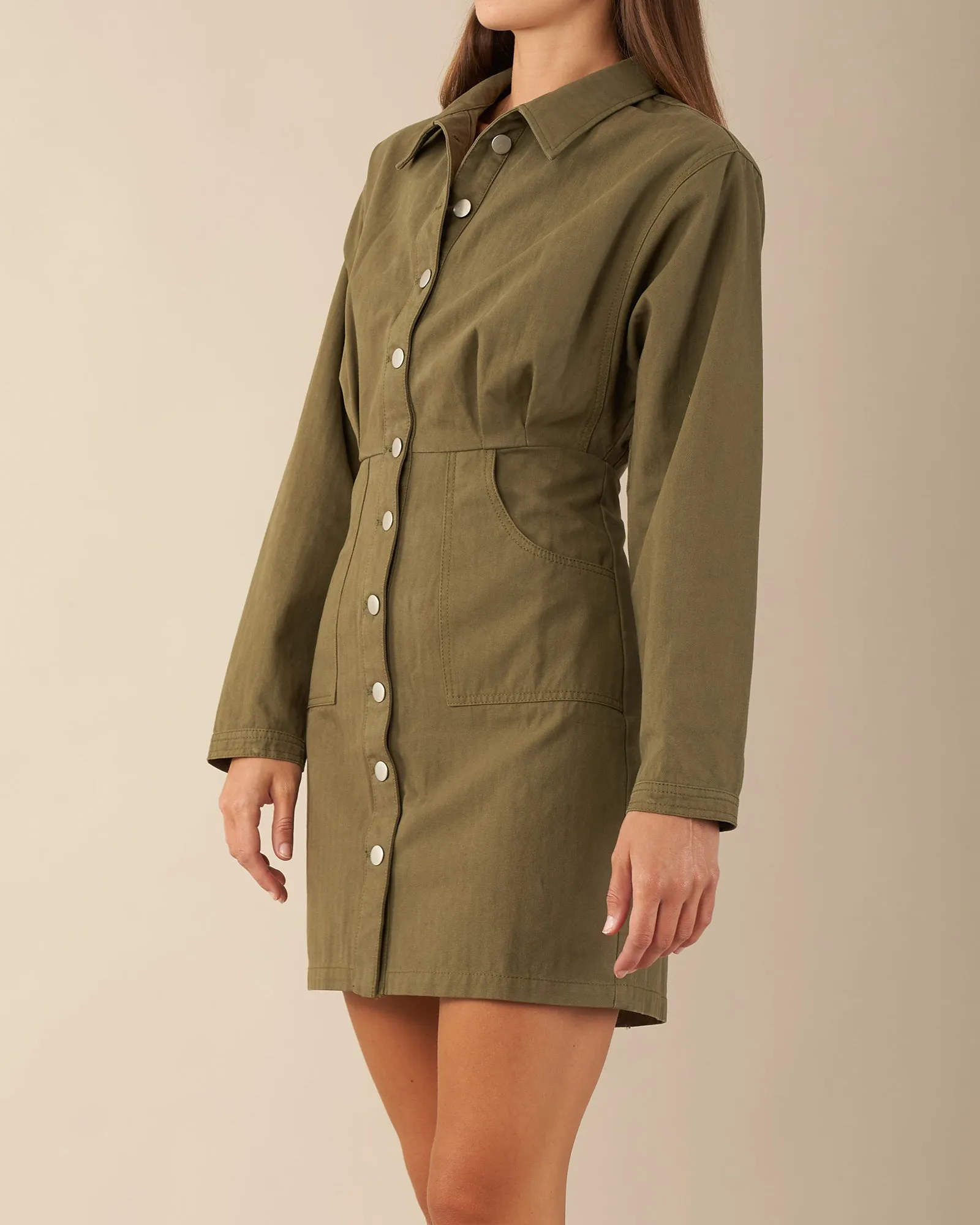 Kenzie Cotton Drill Dress - Khaki