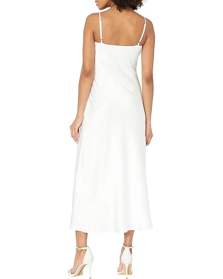 Kimi Satin Feather Trim Slip Dress