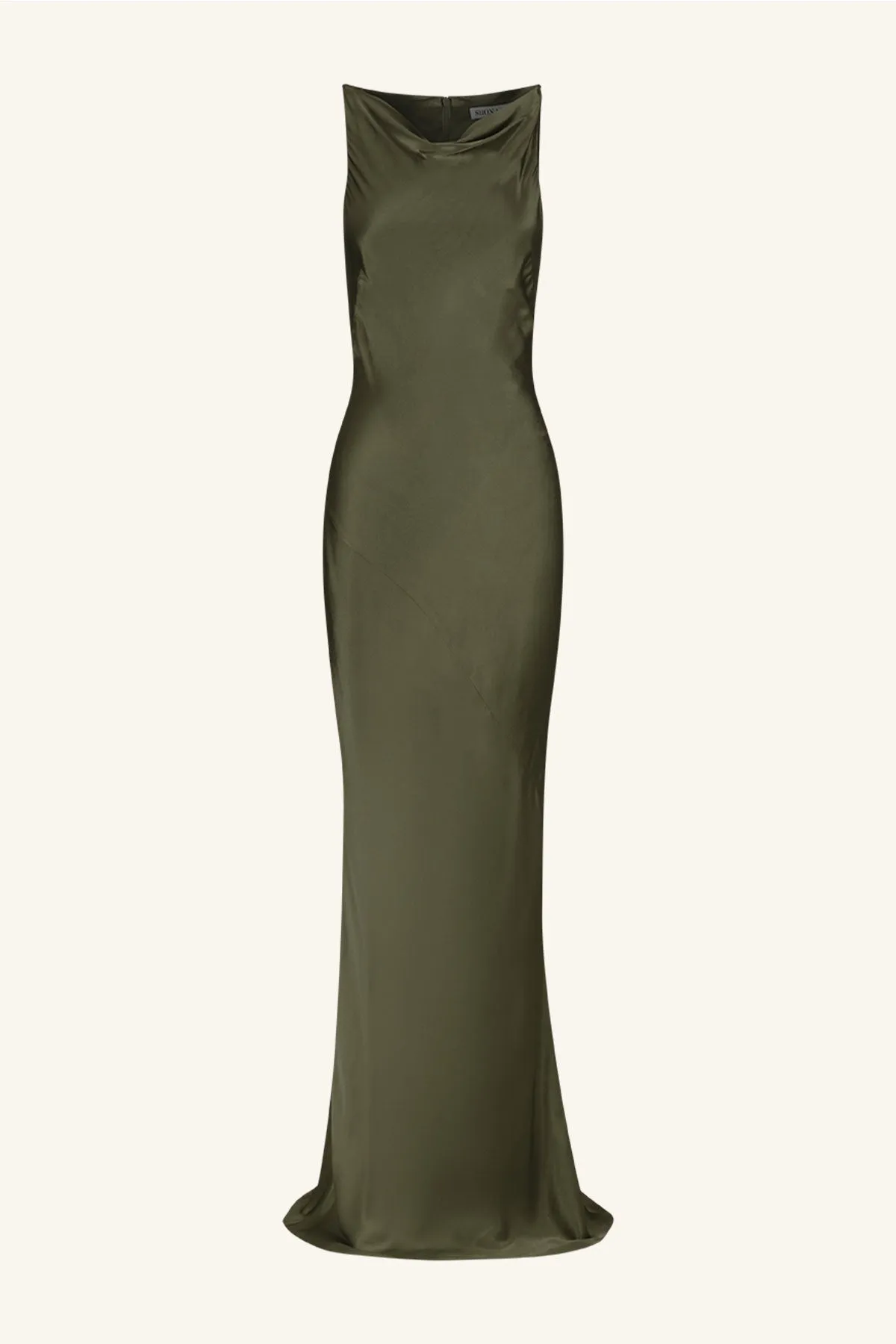 LA LUNE HIGH NECK COWL MAXI DRESS - FOREST