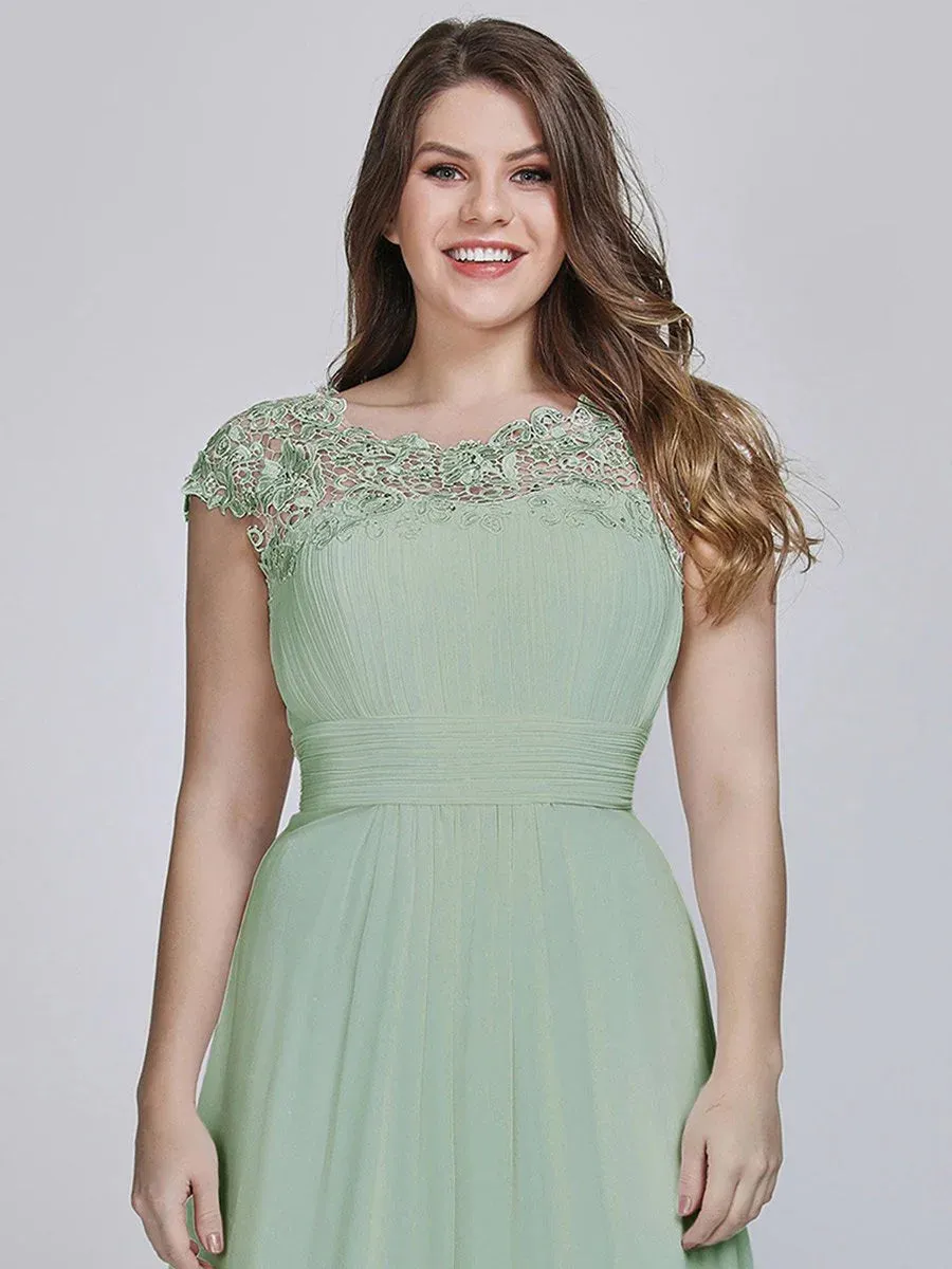 Lace Top Pleated Skirt Plus Size Evening Dresses