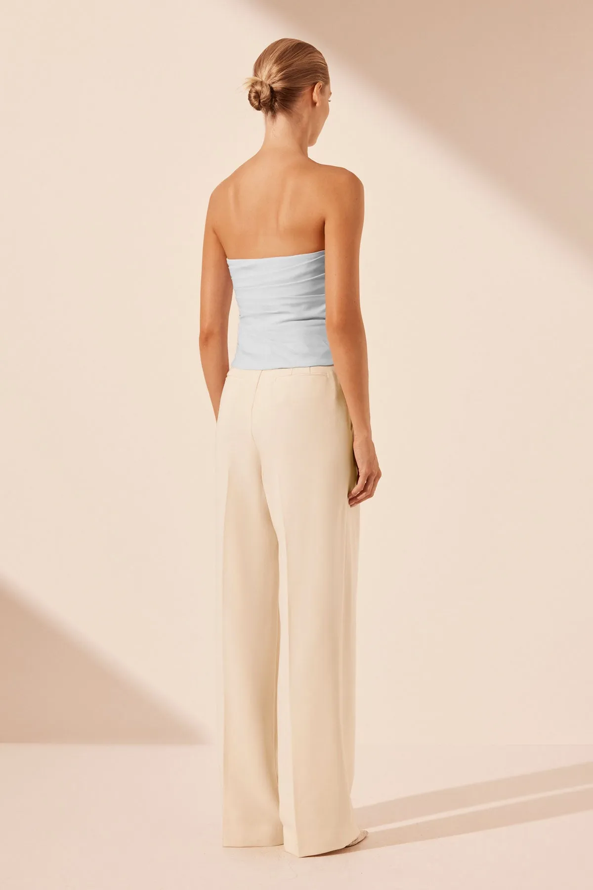 LANI STRAPLESS DRAPED BODICE - SKY