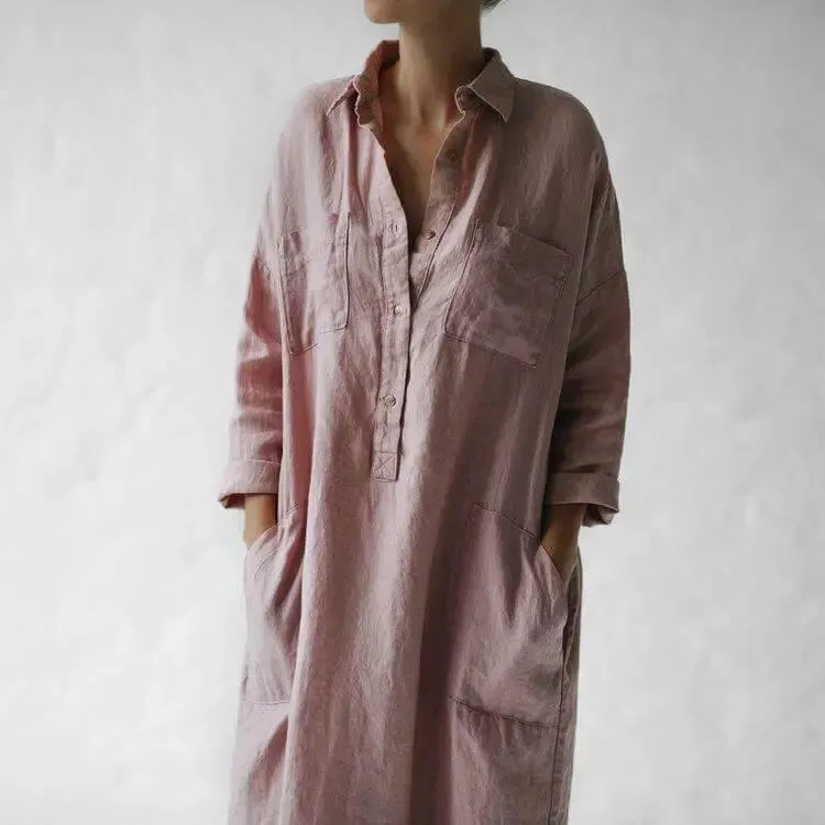 Linen shirt dress dusty pink by Seaside Tones