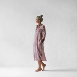 Linen shirt dress dusty pink by Seaside Tones