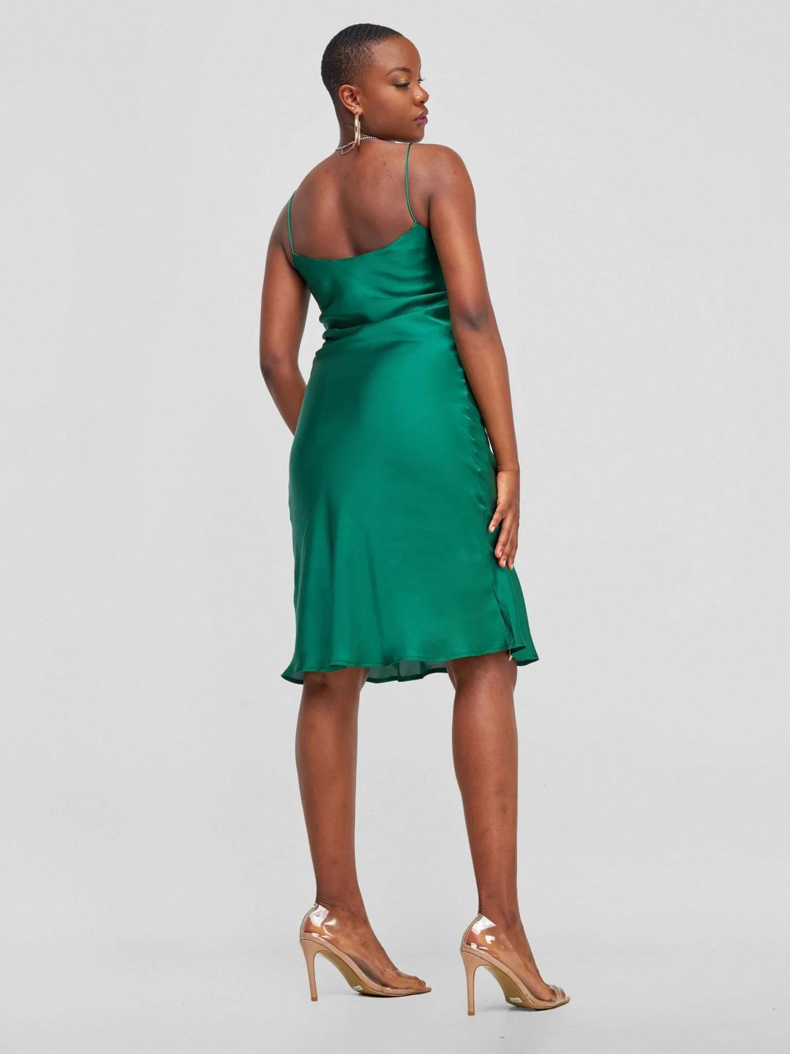 Lola Satin Slip Dress - Emerald