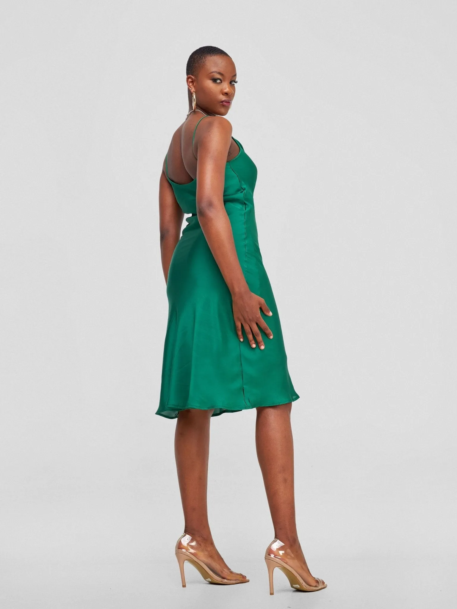 Lola Satin Slip Dress - Emerald