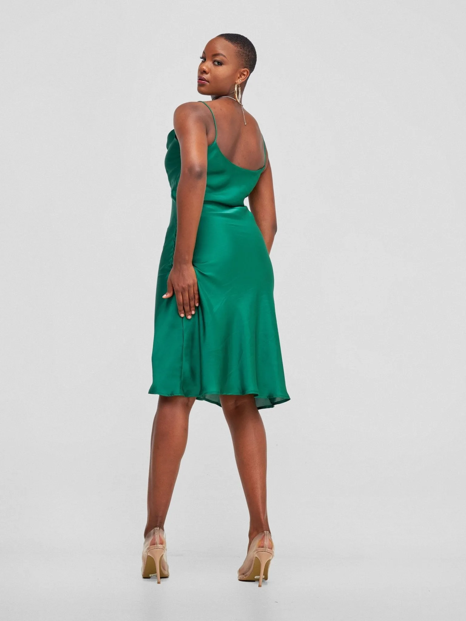 Lola Satin Slip Dress - Emerald