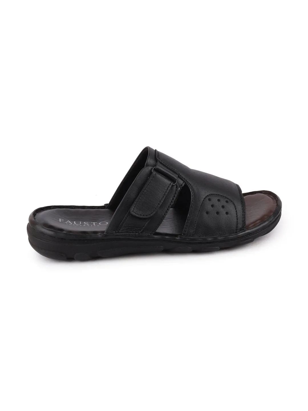 Men Black Formal Leather Slip-On Dress Slip-On Slippers