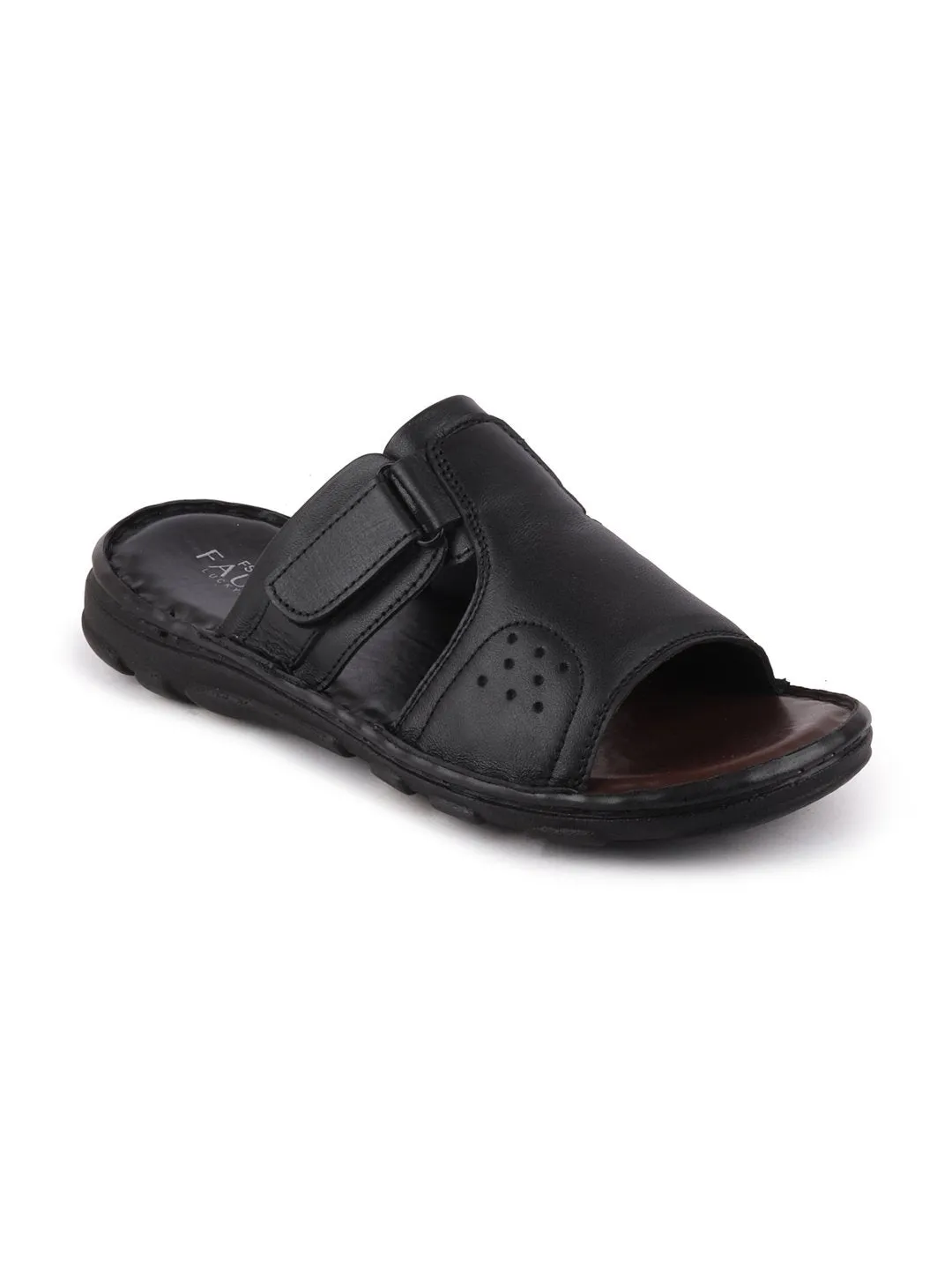 Men Black Formal Leather Slip-On Dress Slip-On Slippers