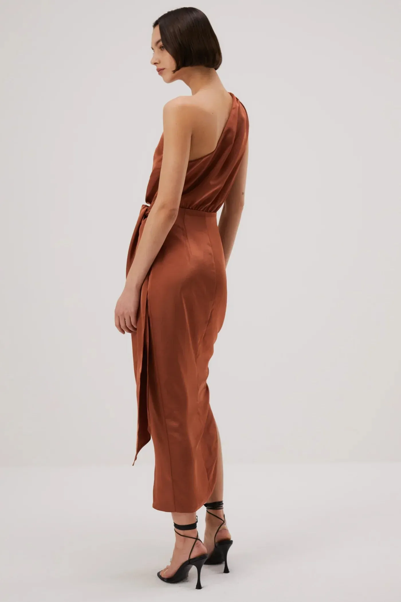 Misha Brooks Satin Midi Dress - Copper